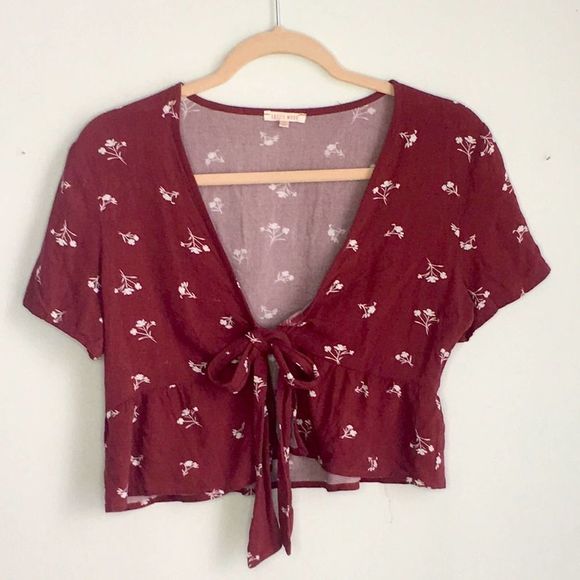 Lottie Moss cropped tie front peplum top sz S - Picture 1 of 5